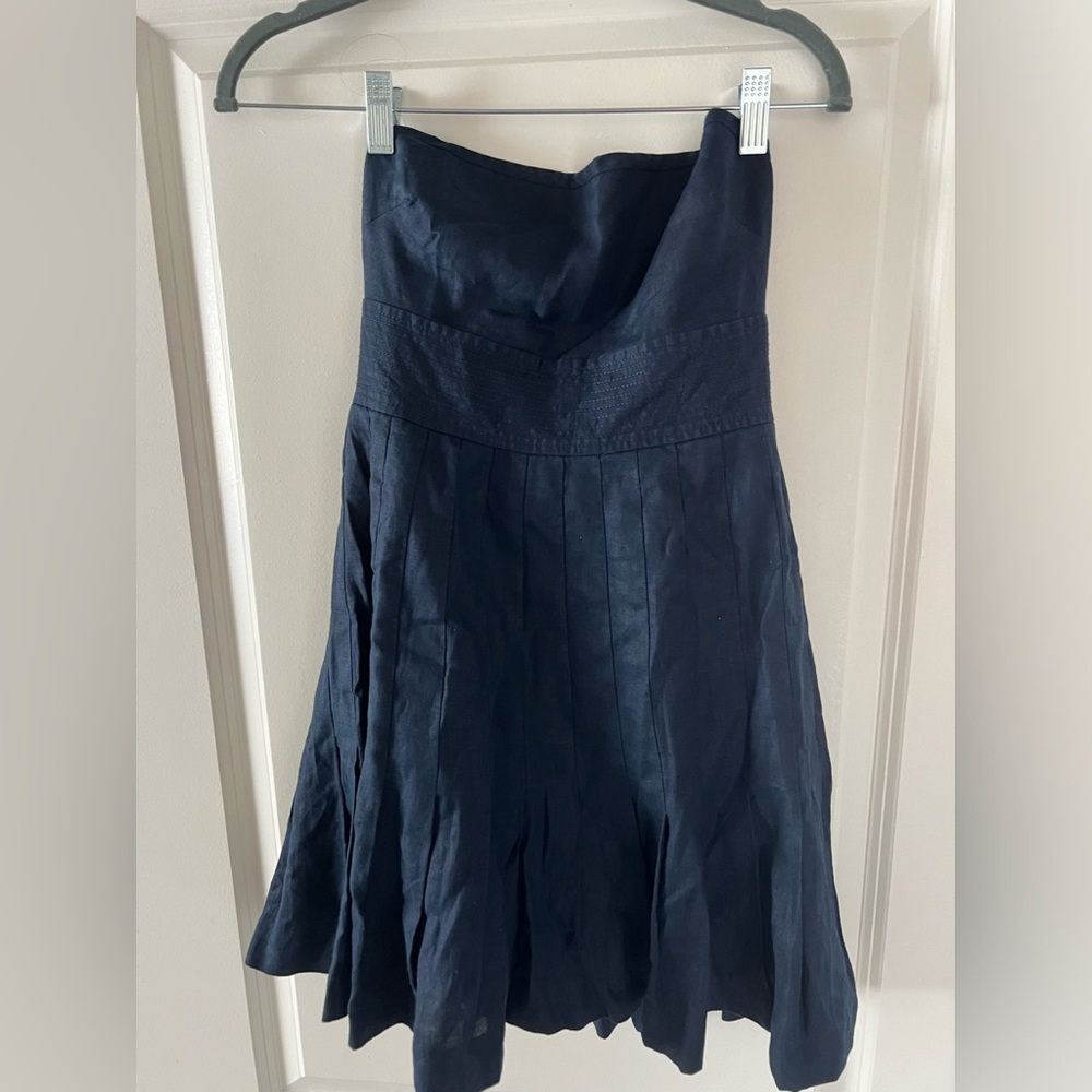 J crew navy linen mini dress